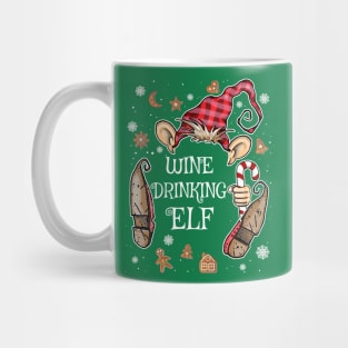 Funny Wine drinking Elf Christmas Costume Mug